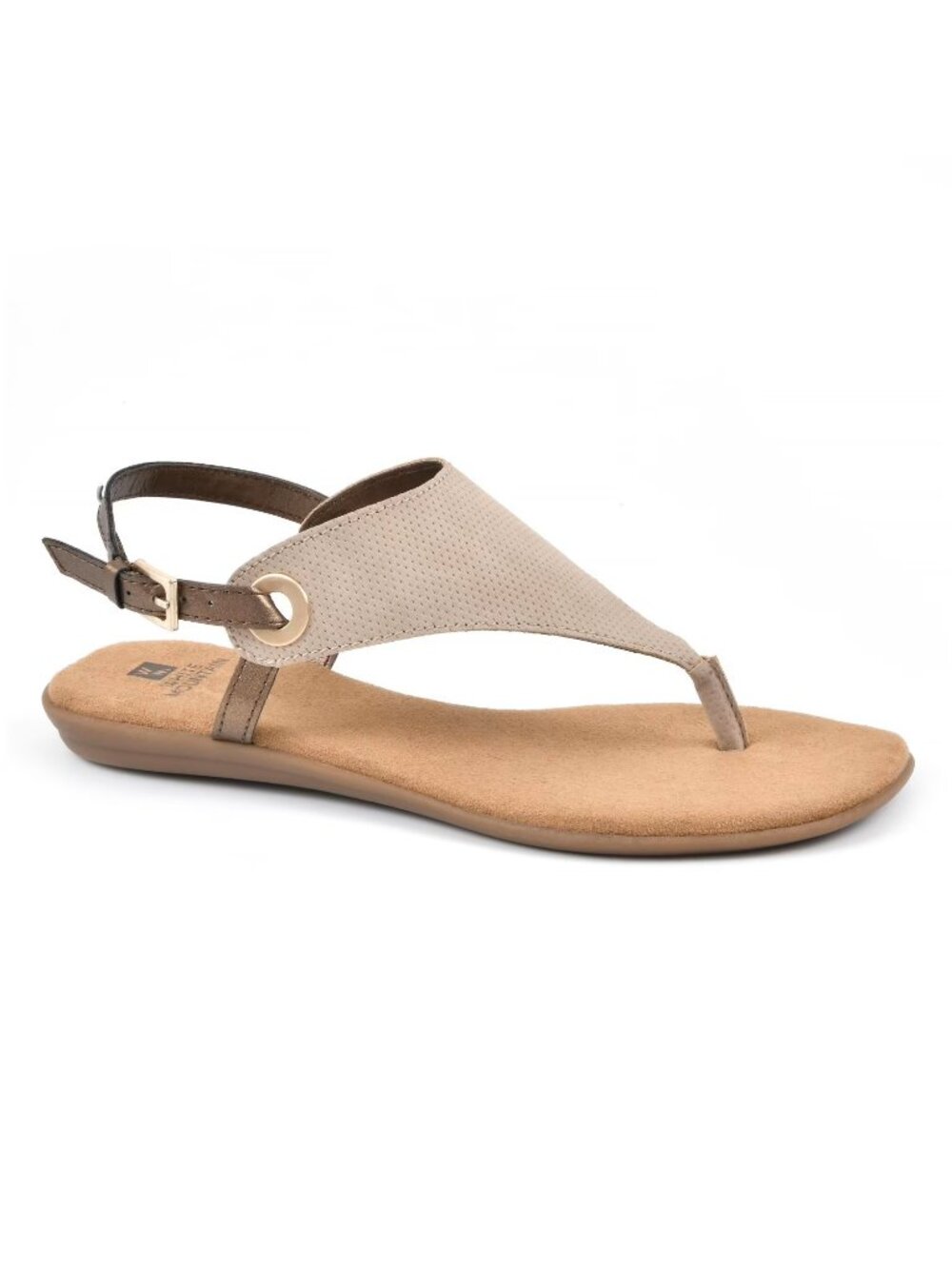 WHITE MOUNTAIN Women's Beige Adjustable Strap Cushioned London Slip On Sandal